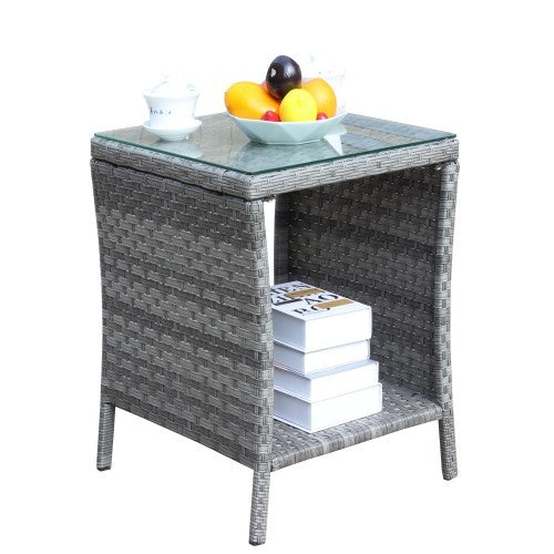 Outdoor Patio Coffee Table – Clear Tempered Glass Top