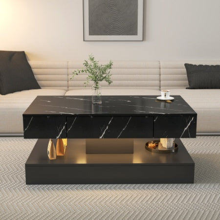 LED Coffee Table with Storage Drawers – Modern Living Room Furniture with LED Lights