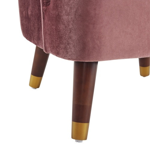 Modern Upholstered Barrel Accent Chair with Sturdy Wooden Legs – Comfortable Living Room Armchair