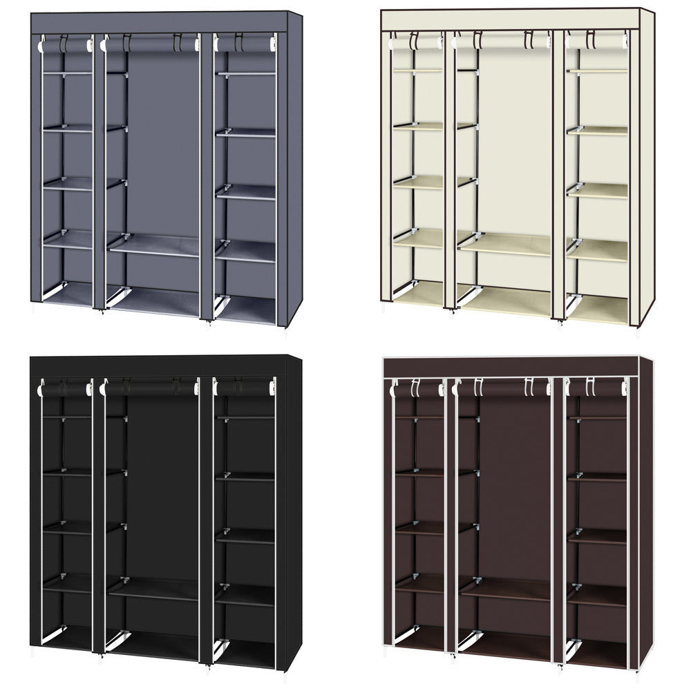 5-Layer Non-Woven Wardrobe with 12 Compartments – Beige (150x45x175 cm)