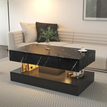 LED Coffee Table with Storage Drawers – Modern Living Room Furniture with LED Lights