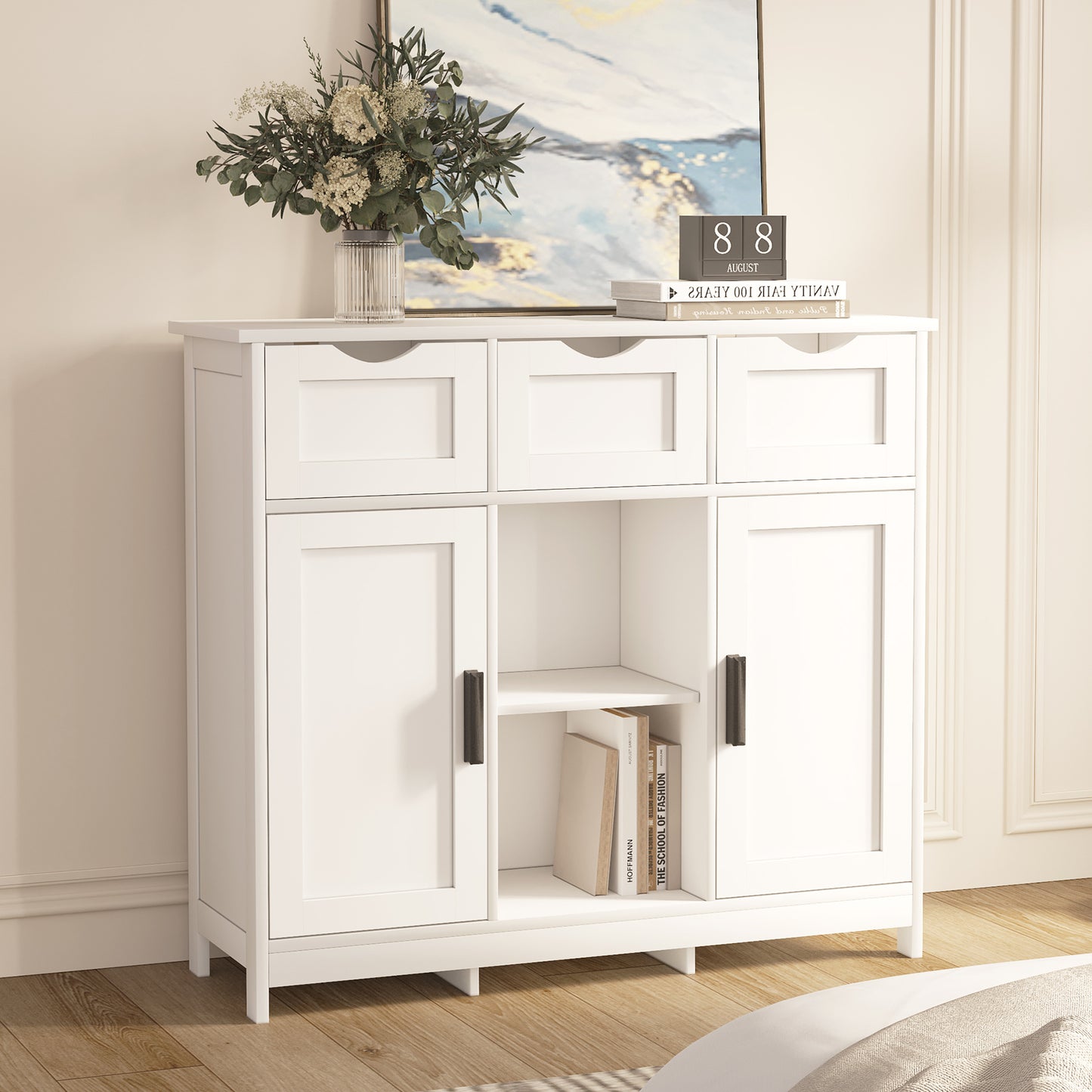 White Storage Cabinet for Living Room, Bedroom & Bathroom | Home Decor Furniture