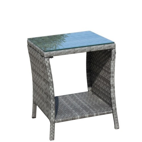 Outdoor Patio Coffee Table – Clear Tempered Glass Top