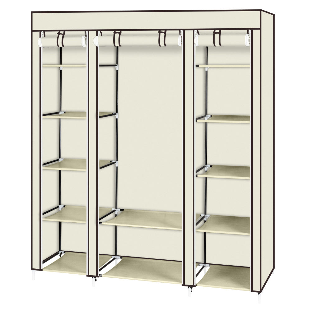 5-Layer Non-Woven Wardrobe with 12 Compartments – Beige (150x45x175 cm)