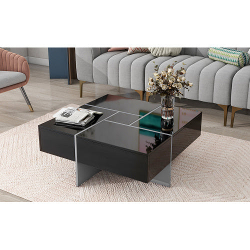 Unique Coffee Table with 4 Hidden Storage Compartments – Modern Living Room