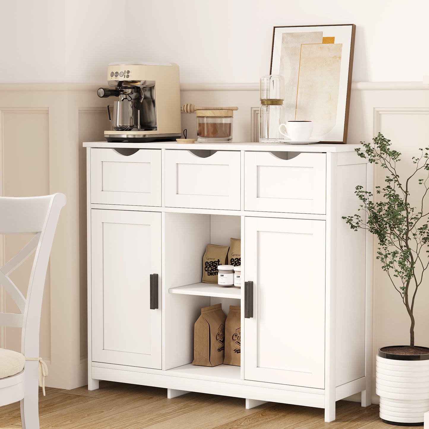 White Storage Cabinet for Living Room, Bedroom & Bathroom | Home Decor Furniture