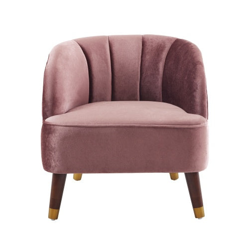 Modern Upholstered Barrel Accent Chair with Sturdy Wooden Legs – Comfortable Living Room Armchair