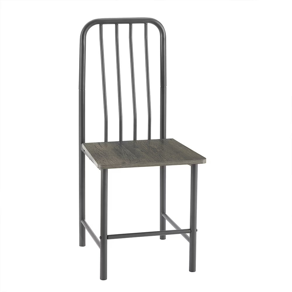 2-Seater Dining Set – Square Tempered Glass Table with 2 Metal Chairs (Black & Brown)