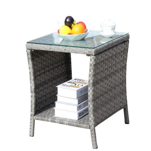 Outdoor Patio Coffee Table – Clear Tempered Glass Top