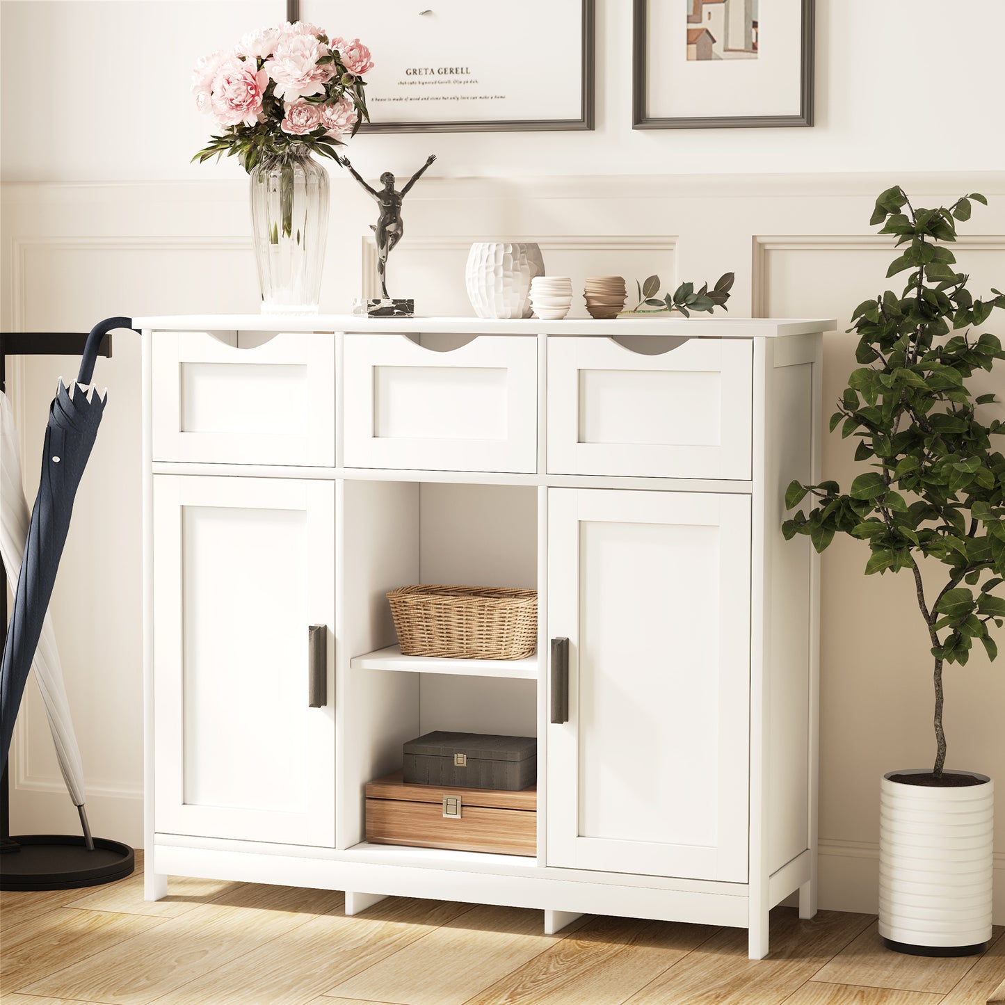 White Storage Cabinet for Living Room, Bedroom & Bathroom | Home Decor Furniture