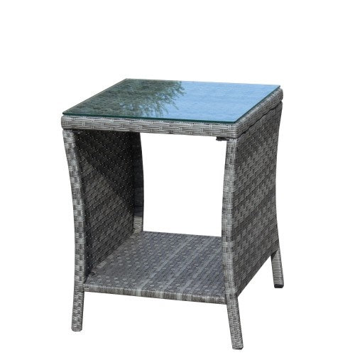 Outdoor Patio Coffee Table – Clear Tempered Glass Top