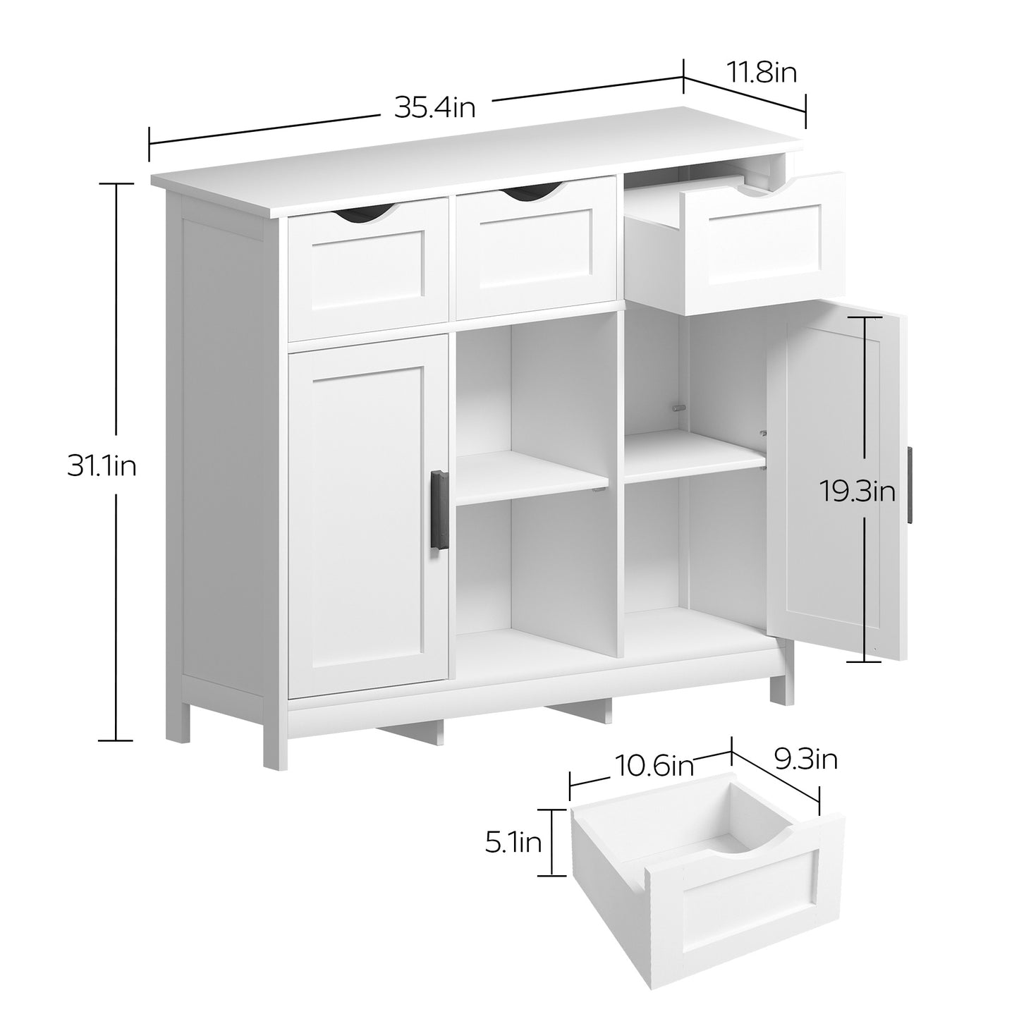 White Storage Cabinet for Living Room, Bedroom & Bathroom | Home Decor Furniture