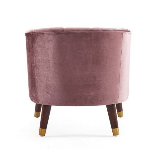 Modern Upholstered Barrel Accent Chair with Sturdy Wooden Legs – Comfortable Living Room Armchair