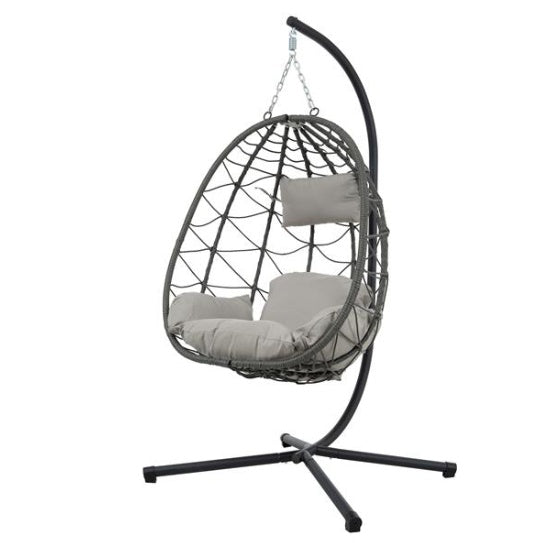 Indoor & Outdoor Hanging Swing Chair with Stand | Basket Chair for Living Room, Bedroom & Balcony