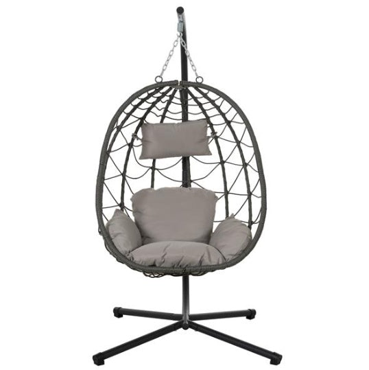 Indoor & Outdoor Hanging Swing Chair with Stand | Basket Chair for Living Room, Bedroom & Balcony