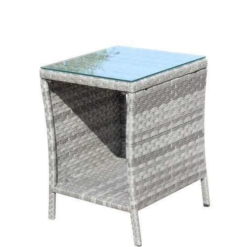 Outdoor Patio Coffee Table – Clear Tempered Glass Top