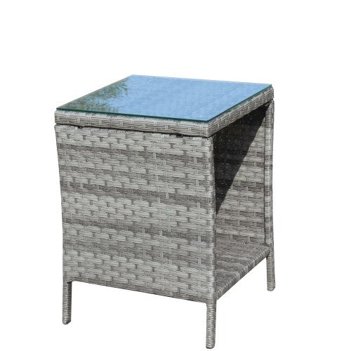 Outdoor Patio Coffee Table – Clear Tempered Glass Top