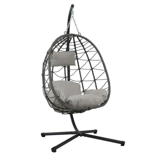 Indoor & Outdoor Hanging Swing Chair with Stand | Basket Chair for Living Room, Bedroom & Balcony