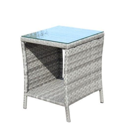 Outdoor Patio Coffee Table – Clear Tempered Glass Top