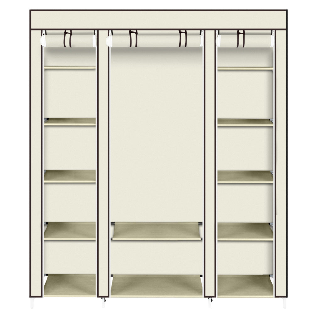 5-Layer Non-Woven Wardrobe with 12 Compartments – Beige (150x45x175 cm)