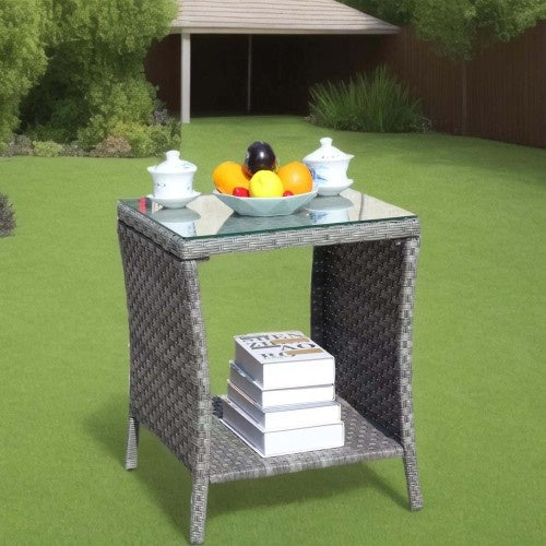 Outdoor Patio Coffee Table – Clear Tempered Glass Top
