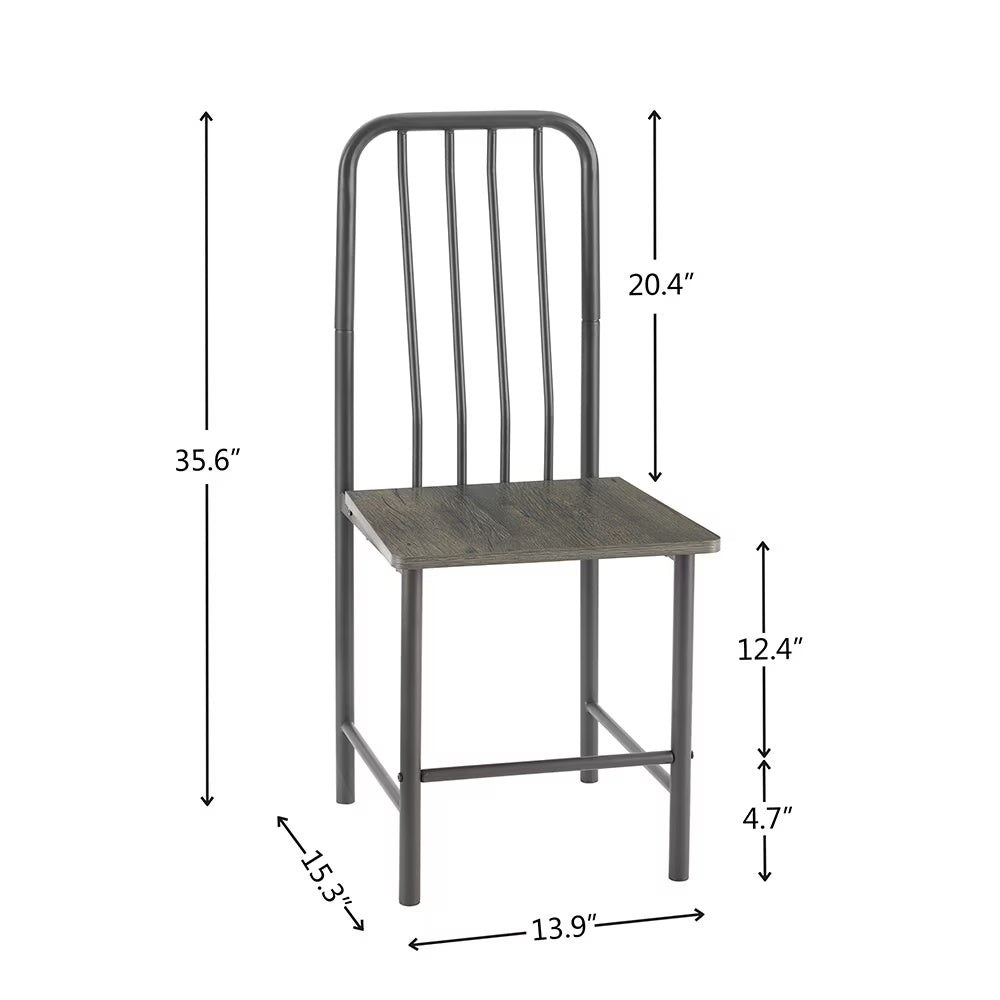 2-Seater Dining Set – Square Tempered Glass Table with 2 Metal Chairs (Black & Brown)