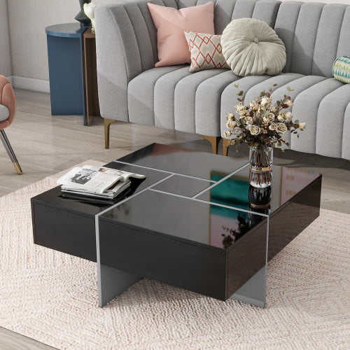 Unique Coffee Table with 4 Hidden Storage Compartments – Modern Living Room