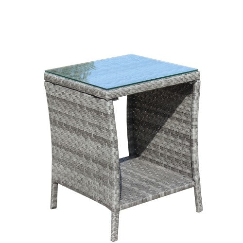Outdoor Patio Coffee Table – Clear Tempered Glass Top
