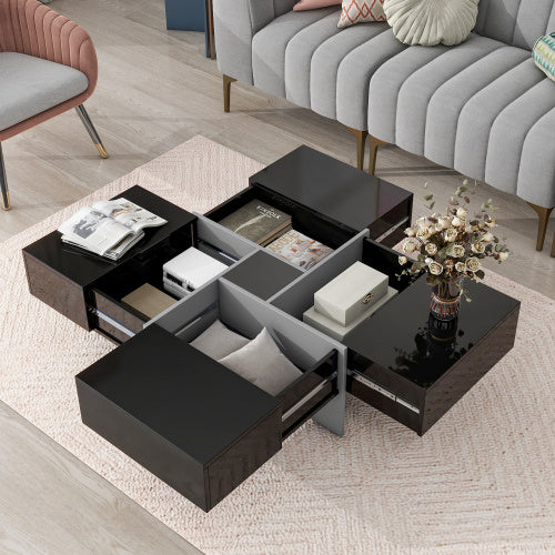 Unique Coffee Table with 4 Hidden Storage Compartments – Modern Living Room