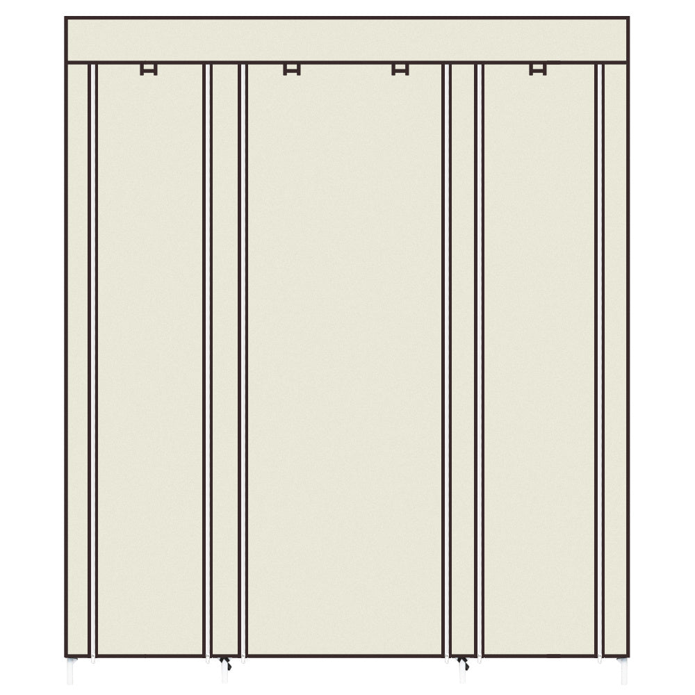 5-Layer Non-Woven Wardrobe with 12 Compartments – Beige (150x45x175 cm)