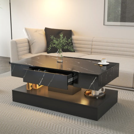 LED Coffee Table with Storage Drawers – Modern Living Room Furniture with LED Lights