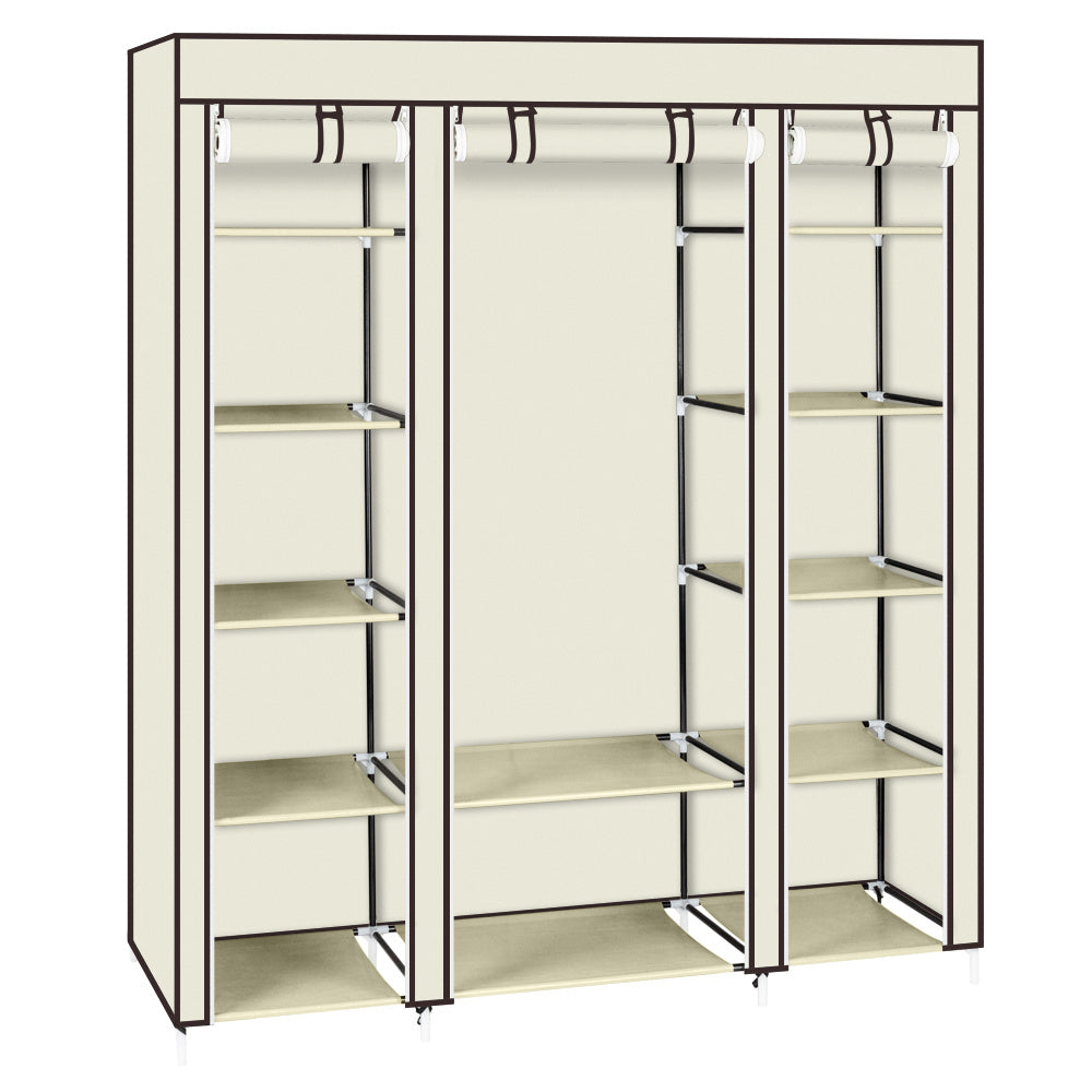 5-Layer Non-Woven Wardrobe with 12 Compartments – Beige (150x45x175 cm)