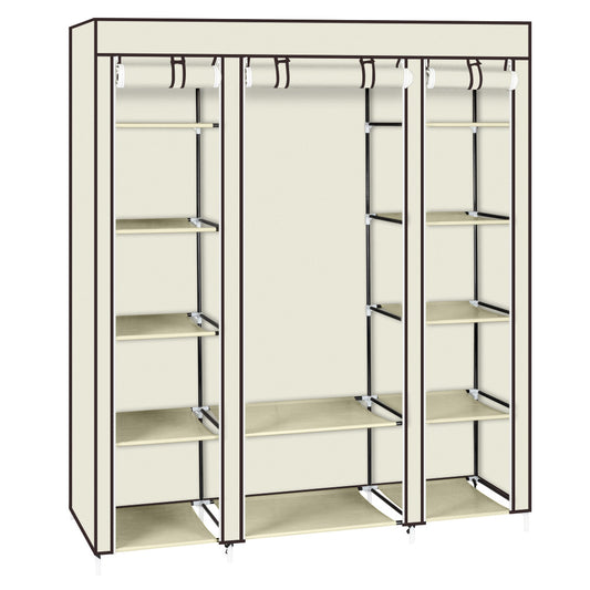 5-Layer Non-Woven Wardrobe with 12 Compartments – Beige (150x45x175 cm)